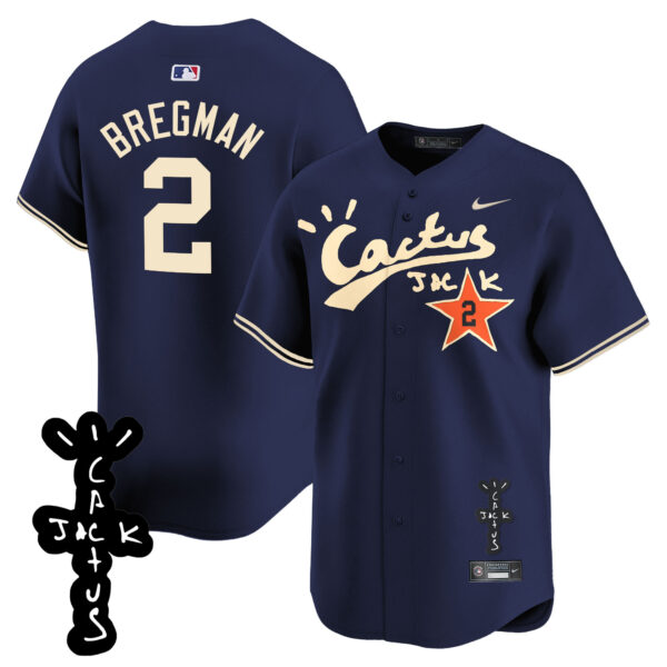 Men's Houston Astros Cactus Jack Patch Vapor Premier Limited Jersey V2 - Stitched - Image 40