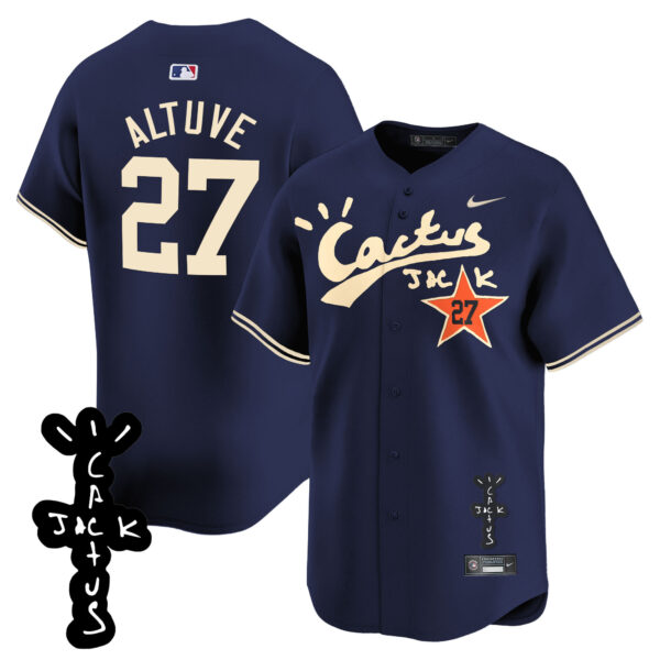 Men's Houston Astros Cactus Jack Patch Vapor Premier Limited Jersey V2 - Stitched - Image 41