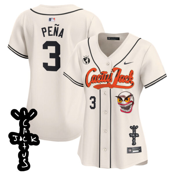 Women's Houston Astros Cactus Jack Patch Vapor Premier Limited Jersey - Stitched - Image 3