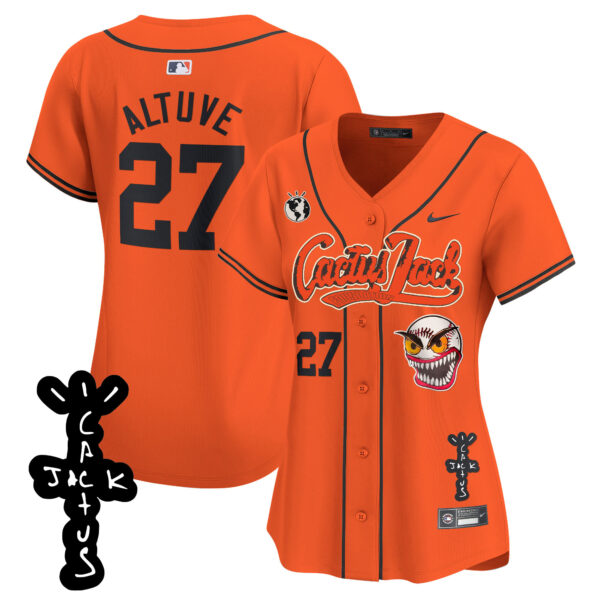 Women's Houston Astros Cactus Jack Patch Vapor Premier Limited Jersey - Stitched - Image 32