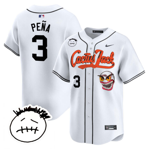 Men's Houston Astros Cactus Jack Patch Vapor Premier Limited Jersey V3 - Stitched - Image 12