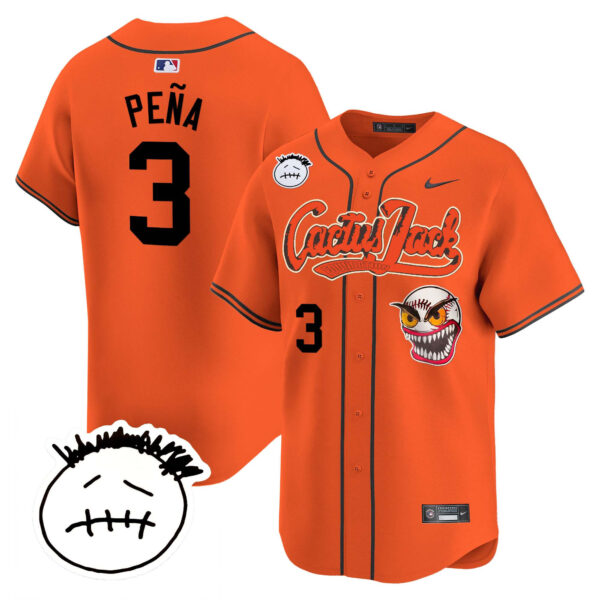 Men's Houston Astros Cactus Jack Patch Vapor Premier Limited Jersey V3 - Stitched - Image 30