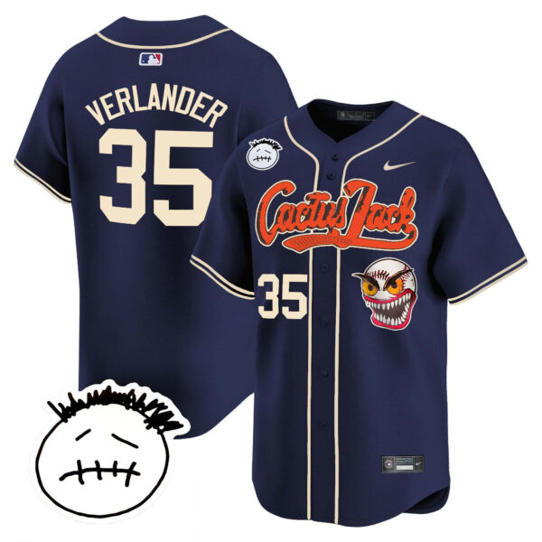 Men's Houston Astros Cactus Jack Patch Vapor Premier Limited Jersey V3 - Stitched - Image 43