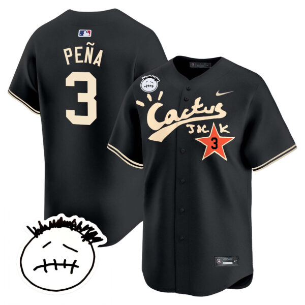 Men's Houston Astros Cactus Jack Patch Vapor Premier Limited Jersey V4 - Stitched - Image 21
