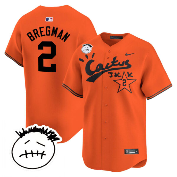 Men's Houston Astros Cactus Jack Patch Vapor Premier Limited Jersey V4 - Stitched - Image 31