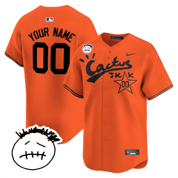 Houston Astros Cactus Jack Patch Vapor Premier Limited Custom Jersey V4 - Stitched - Image 4