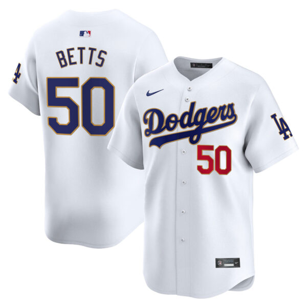Men's Los Angeles Dodgers Gold Trim Vapor Premier Limited Jersey - All Stitched - Image 3