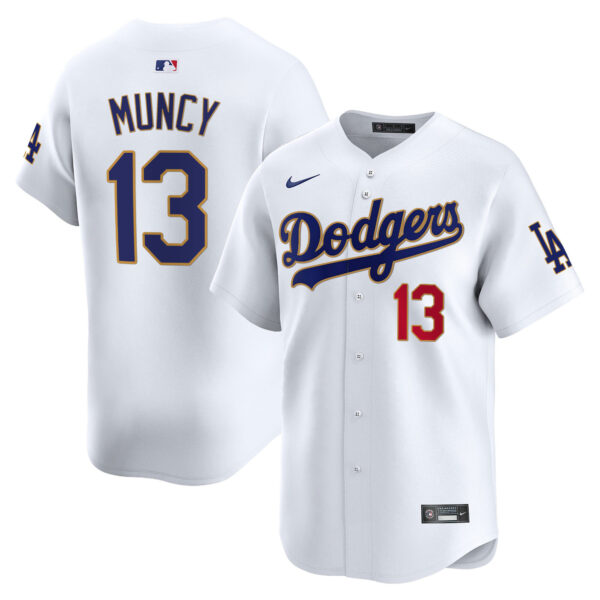 Men's Los Angeles Dodgers Gold Trim Vapor Premier Limited Jersey - All Stitched - Image 7