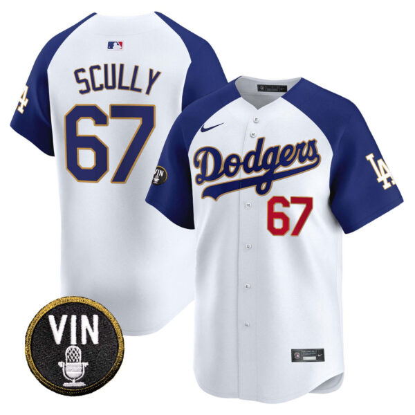 Men's Dodgers Vin Scully Patch Gold Trim Vapor Premier Limited Jersey - All Stitched - Image 24