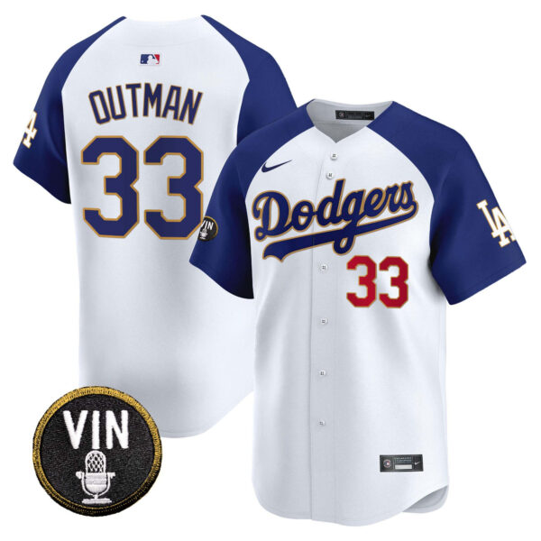Men's Dodgers Vin Scully Patch Gold Trim Vapor Premier Limited Jersey - All Stitched - Image 28