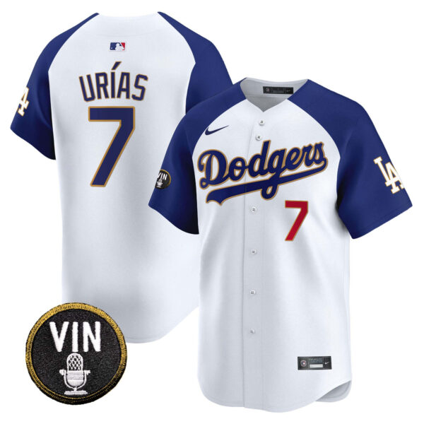 Men's Dodgers Vin Scully Patch Gold Trim Vapor Premier Limited Jersey - All Stitched - Image 29