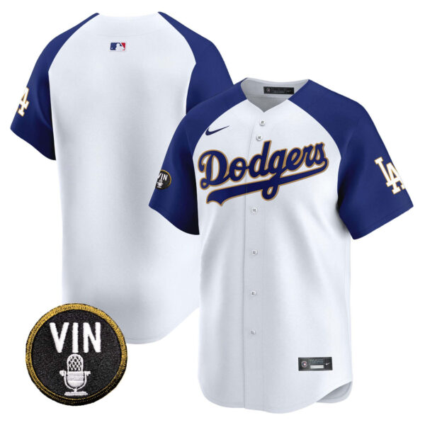 Men's Dodgers Vin Scully Patch Gold Trim Vapor Premier Limited Jersey - All Stitched - Image 30
