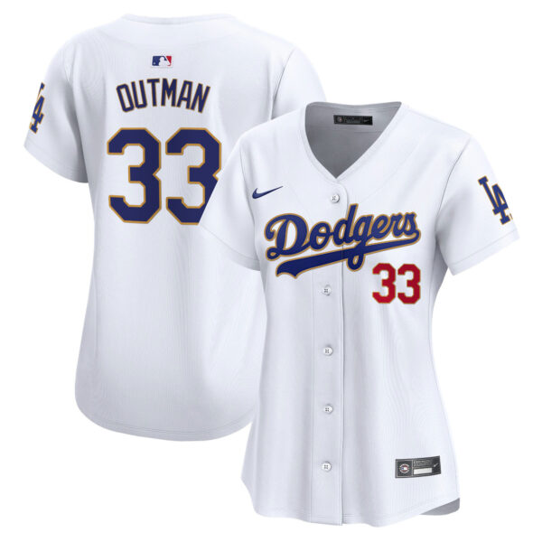 Women's Dodgers Gold Trim Vapor Premier Limited Jersey - All Stitched - Image 8
