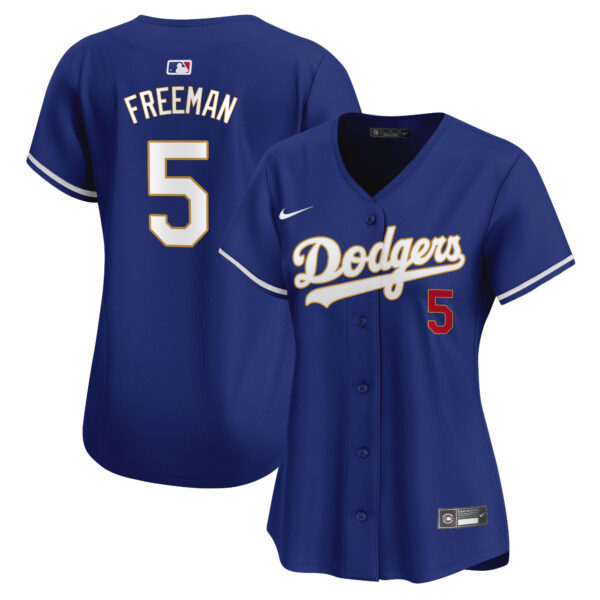 Women's Dodgers Gold Trim Vapor Premier Limited Jersey - All Stitched - Image 12