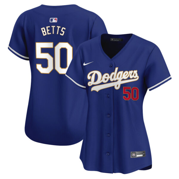 Women's Dodgers Gold Trim Vapor Premier Limited Jersey - All Stitched - Image 13