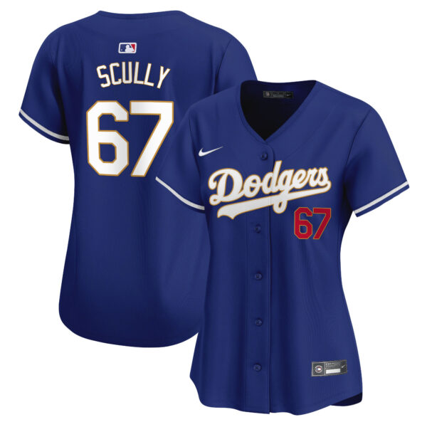 Women's Dodgers Gold Trim Vapor Premier Limited Jersey - All Stitched - Image 14