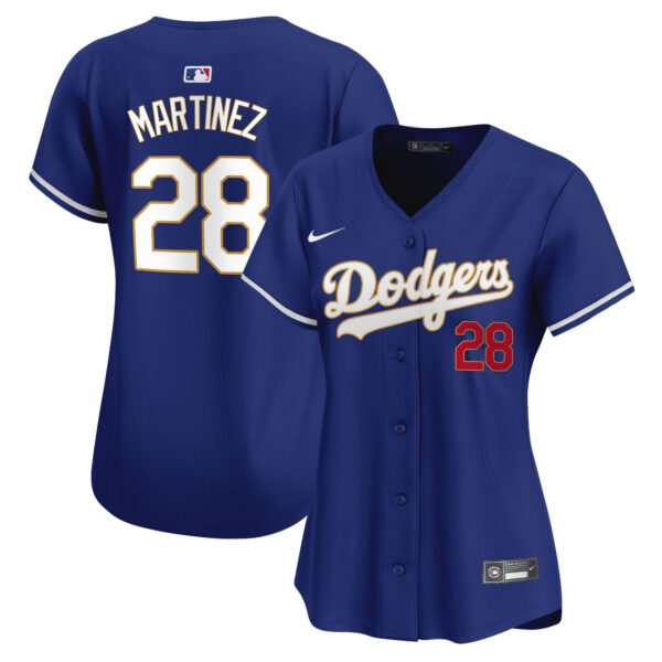 Women's Dodgers Gold Trim Vapor Premier Limited Jersey - All Stitched - Image 16