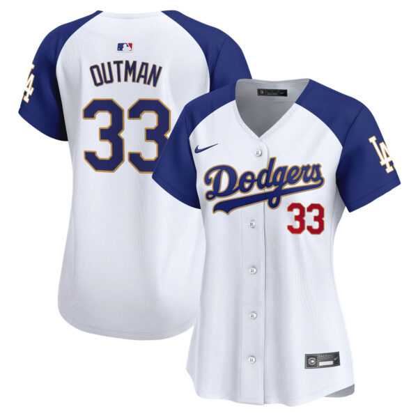 Women's Dodgers Gold Trim Vapor Premier Limited Jersey - All Stitched - Image 28