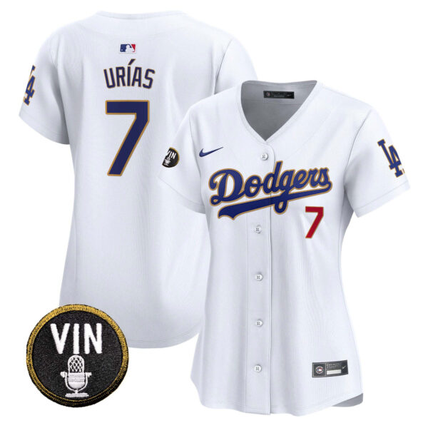 Women's Dodgers Vin Scully Patch Gold Trim Vapor Premier Limited Jersey - All Stitched - Image 9