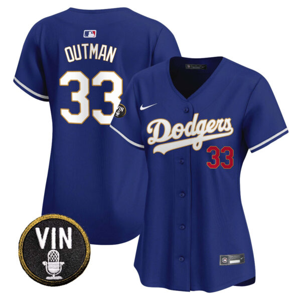 Women's Dodgers Vin Scully Patch Gold Trim Vapor Premier Limited Jersey - All Stitched - Image 18