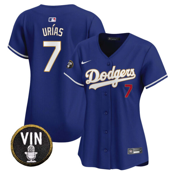 Women's Dodgers Vin Scully Patch Gold Trim Vapor Premier Limited Jersey - All Stitched - Image 19