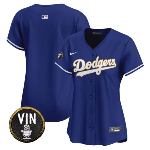 Women's Dodgers Vin Scully Patch Gold Trim Vapor Premier Limited Jersey - All Stitched - Image 20