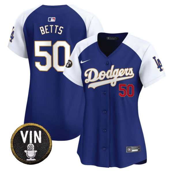 Women's Dodgers Vin Scully Patch Gold Trim Vapor Premier Limited Jersey - All Stitched - Image 33