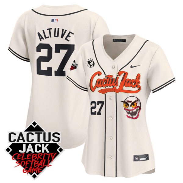 Women's Astros Cactus Jack Celebrity Softball Game Patch Vapor Premier Limited Jersey - All Stitched - Image 5