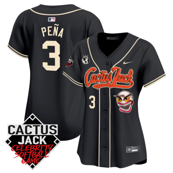 Women's Astros Cactus Jack Celebrity Softball Game Patch Vapor Premier Limited Jersey - All Stitched - Image 21