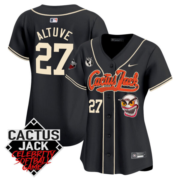 Women's Astros Cactus Jack Celebrity Softball Game Patch Vapor Premier Limited Jersey - All Stitched - Image 23