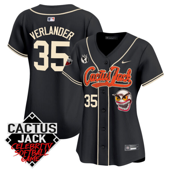 Women's Astros Cactus Jack Celebrity Softball Game Patch Vapor Premier Limited Jersey - All Stitched - Image 25