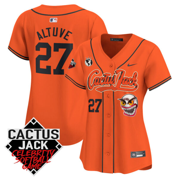 Women's Astros Cactus Jack Celebrity Softball Game Patch Vapor Premier Limited Jersey - All Stitched - Image 32