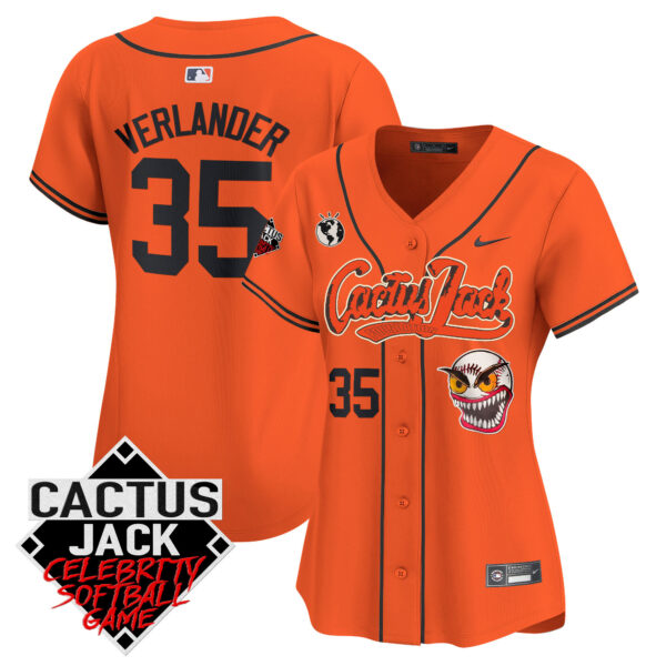 Women's Astros Cactus Jack Celebrity Softball Game Patch Vapor Premier Limited Jersey - All Stitched - Image 34