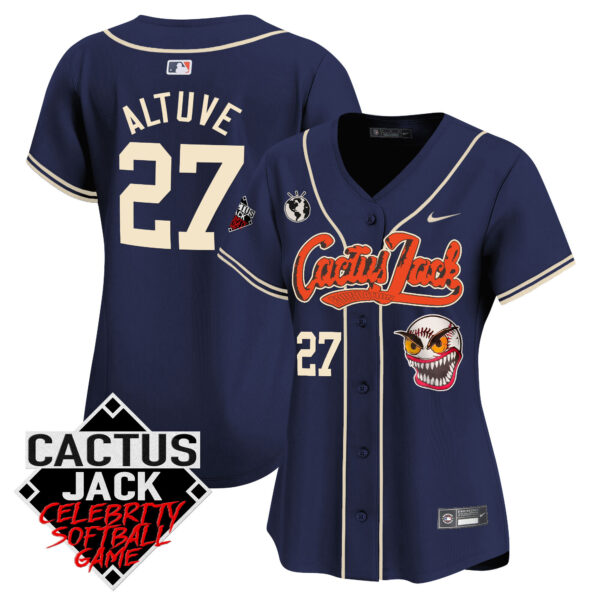 Women's Astros Cactus Jack Celebrity Softball Game Patch Vapor Premier Limited Jersey - All Stitched - Image 41