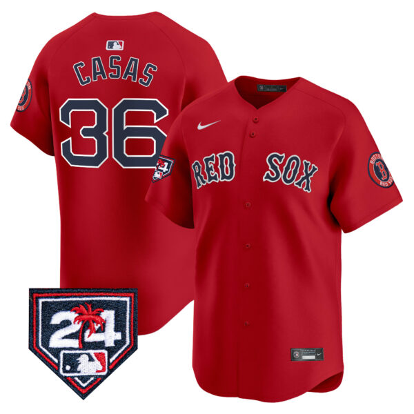 Men's Boston Red Sox 2024 Spring Training Patch Vapor Premier Limited Jersey - All Stitched - Image 32