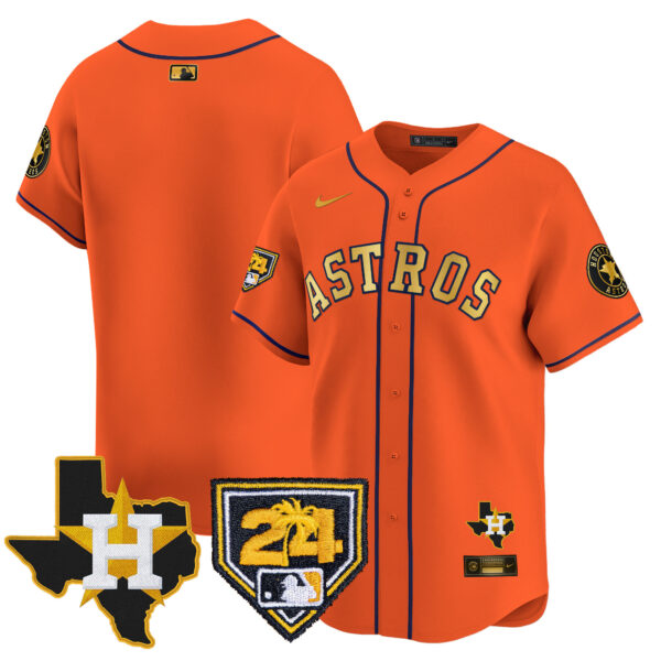 Men's Houston Astros 2024 Spring Training & Texas Patch Vapor Premier Limited Jersey - All Stitched - Image 27