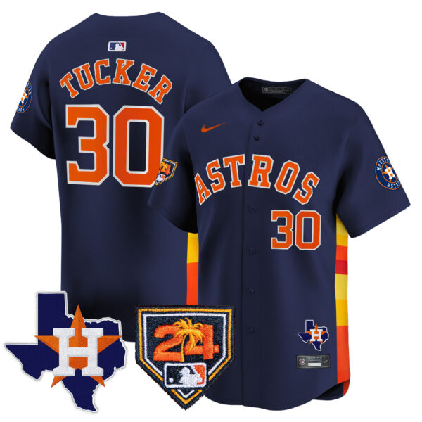 Men's Houston Astros 2024 Spring Training & Texas Patch Vapor Premier Limited Jersey - All Stitched - Image 44