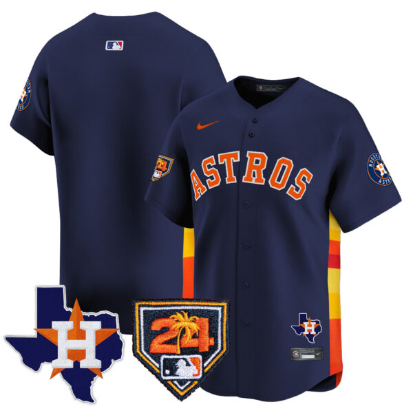 Men's Houston Astros 2024 Spring Training & Texas Patch Vapor Premier Limited Jersey - All Stitched - Image 45
