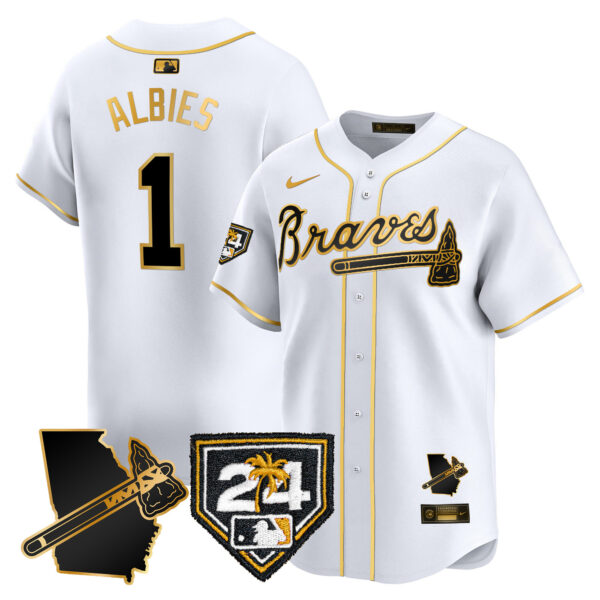 Men's Atlanta Braves 2024 Spring Training & Georgia Patch Vapor Premier Limited Jersey - All Stitched - Image 16
