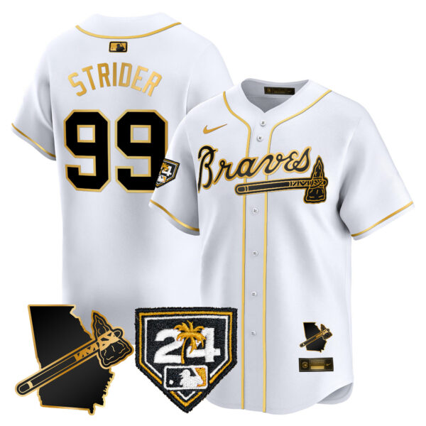 Men's Atlanta Braves 2024 Spring Training & Georgia Patch Vapor Premier Limited Jersey - All Stitched - Image 19
