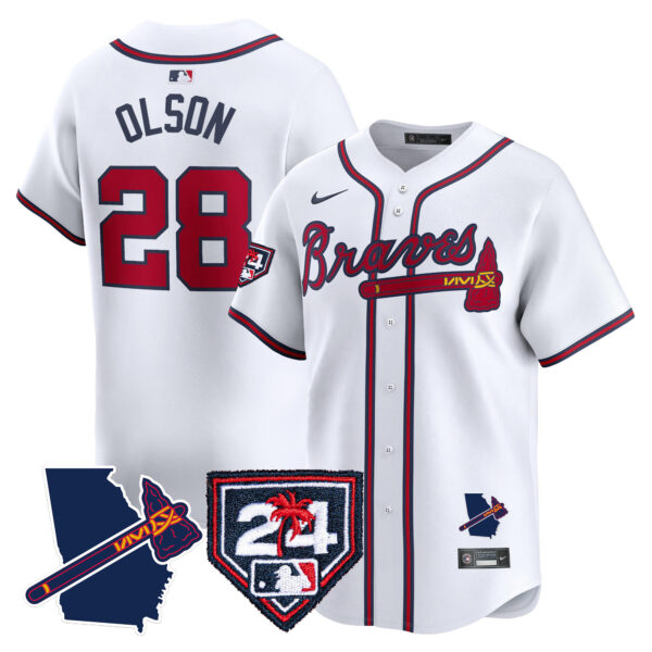 Men's Atlanta Braves 2024 Spring Training & Georgia Patch Vapor Premier Limited Jersey - All Stitched - Image 25