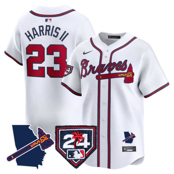 Men's Atlanta Braves 2024 Spring Training & Georgia Patch Vapor Premier Limited Jersey - All Stitched - Image 24