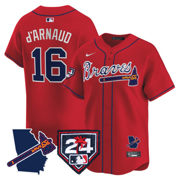 Men's Atlanta Braves 2024 Spring Training & Georgia Patch Vapor Premier Limited Jersey - All Stitched - Image 32