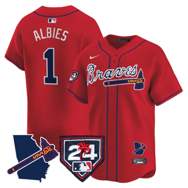 Men's Atlanta Braves 2024 Spring Training & Georgia Patch Vapor Premier Limited Jersey - All Stitched - Image 36