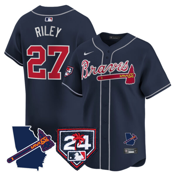 Men's Atlanta Braves 2024 Spring Training & Georgia Patch Vapor Premier Limited Jersey - All Stitched - Image 43