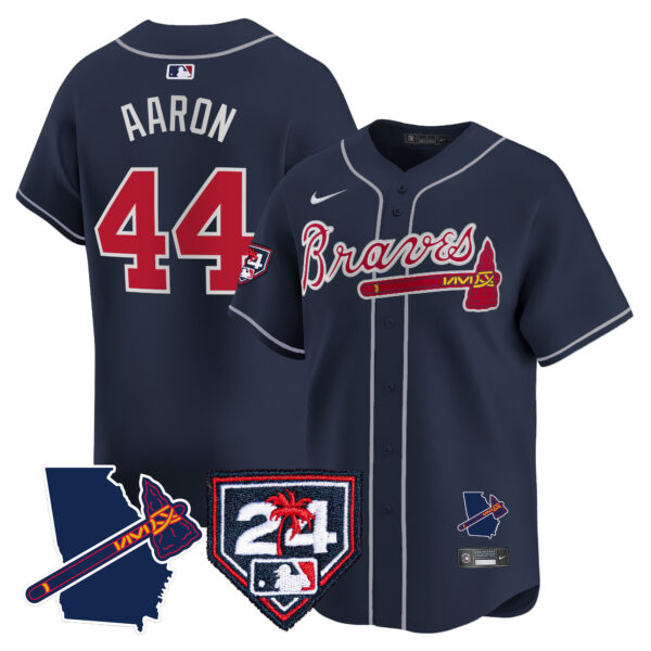 Men's Atlanta Braves 2024 Spring Training & Georgia Patch Vapor Premier Limited Jersey - All Stitched - Image 48