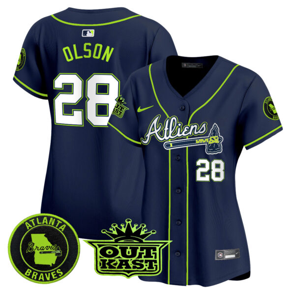 Women's Atlanta Braves Atliens Vapor Premier Limited Jersey - All Stitched - Image 6