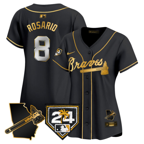 Women's Atlanta Braves 2024 Spring Training & Georgia Patch Vapor Premier Limited Jersey - All Stitched - Image 7