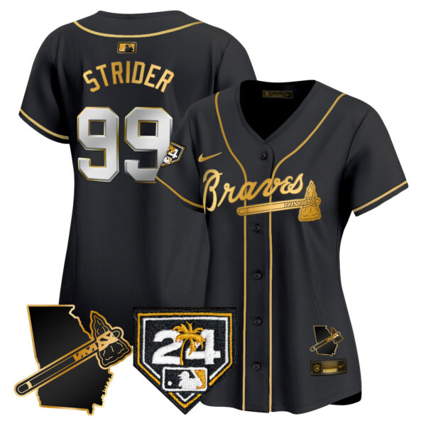 Women's Atlanta Braves 2024 Spring Training & Georgia Patch Vapor Premier Limited Jersey - All Stitched - Image 9