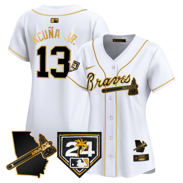 Women's Atlanta Braves 2024 Spring Training & Georgia Patch Vapor Premier Limited Jersey - All Stitched - Image 11
